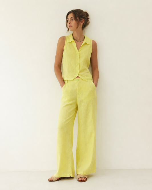 Pantalón ancho de lino