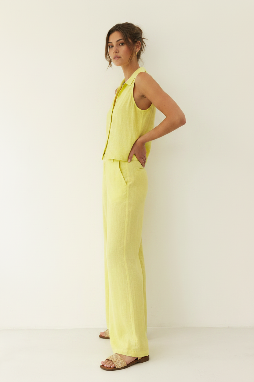 Pantalón ancho de lino