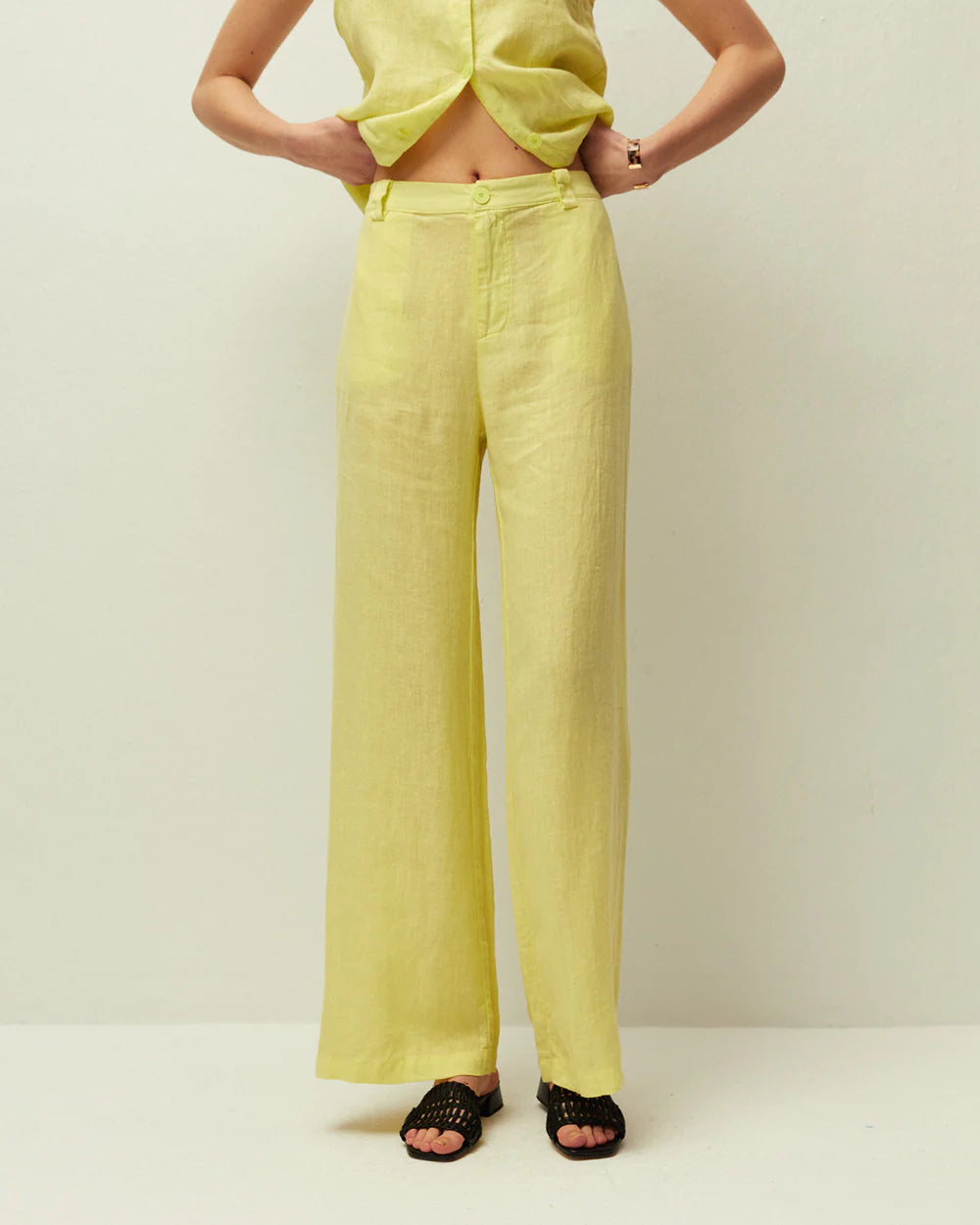 Pantalón ancho de lino System Action para mujer