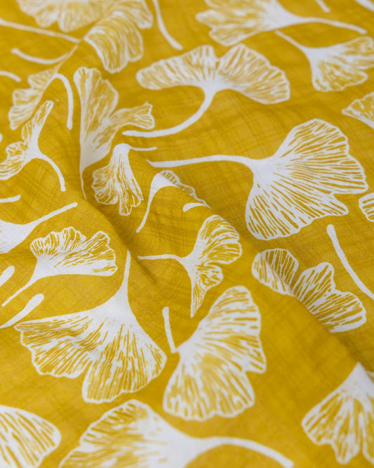 Pañuelo pequeño estampado en amarillo mostaza