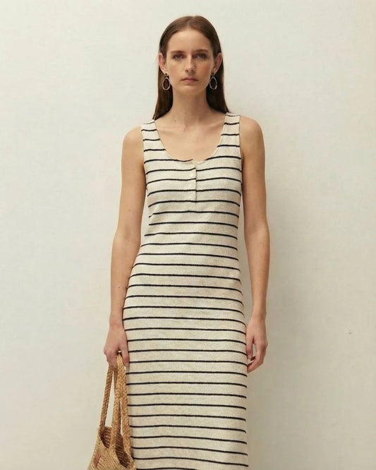 Vestido midi System Action de rayas con botones