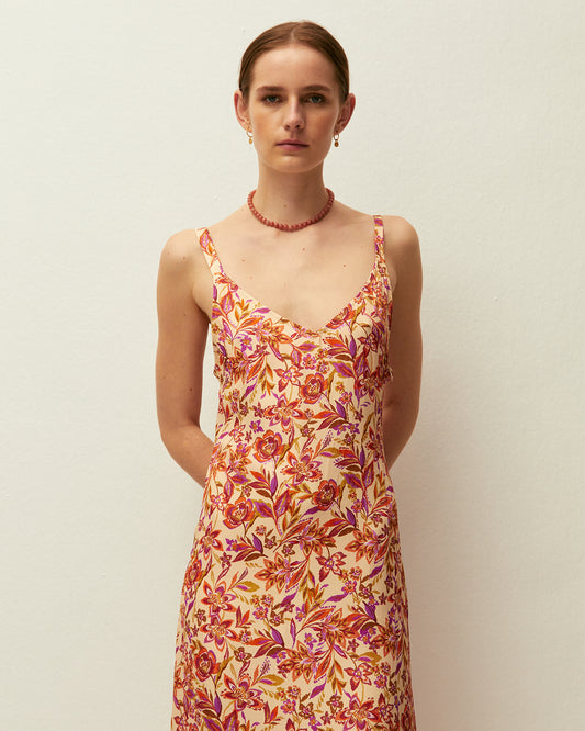 Vista de vestido midi satinado System Action floral