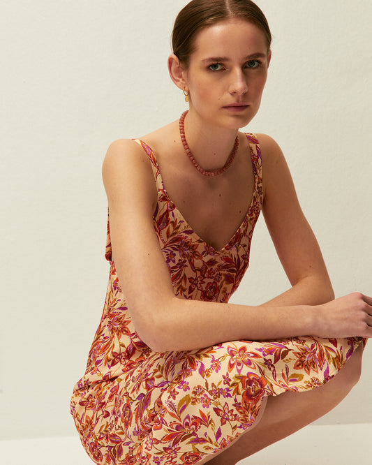 Vestido midi satinado System Action con estampado floral