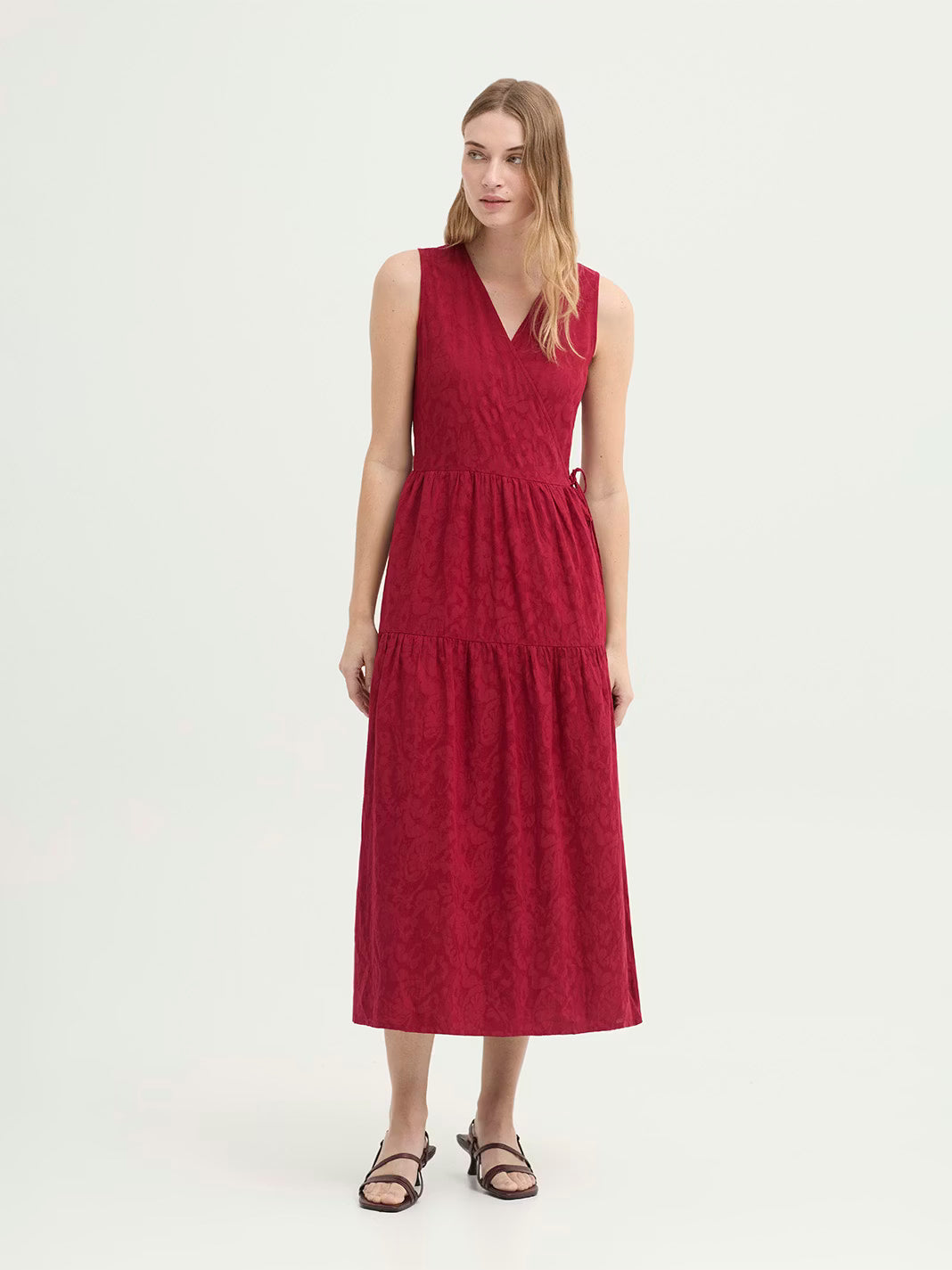 Vestido jacquard floral rojo Nice Things para mujer