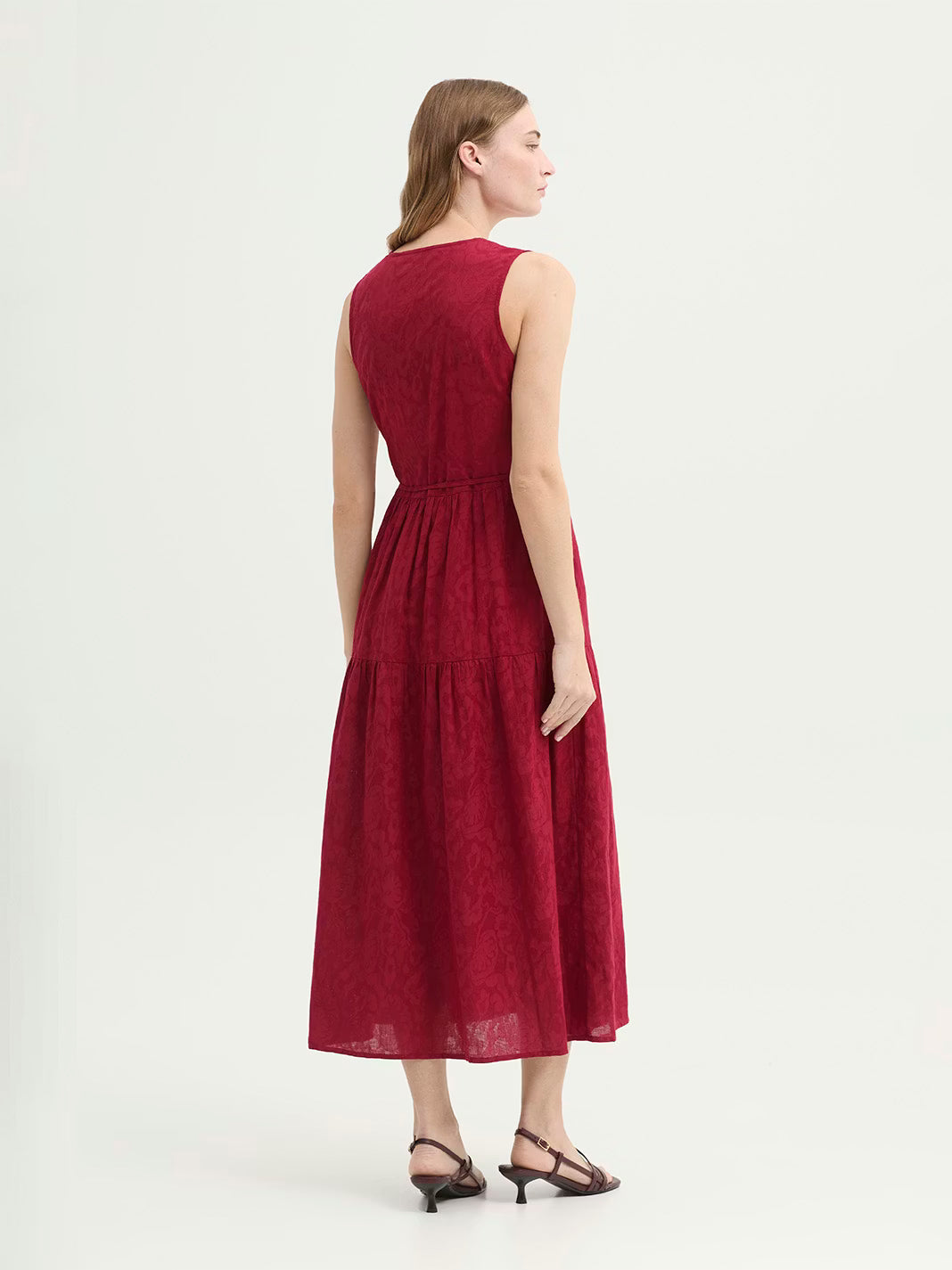 Vestido Nice Things rojo con jacquard floral