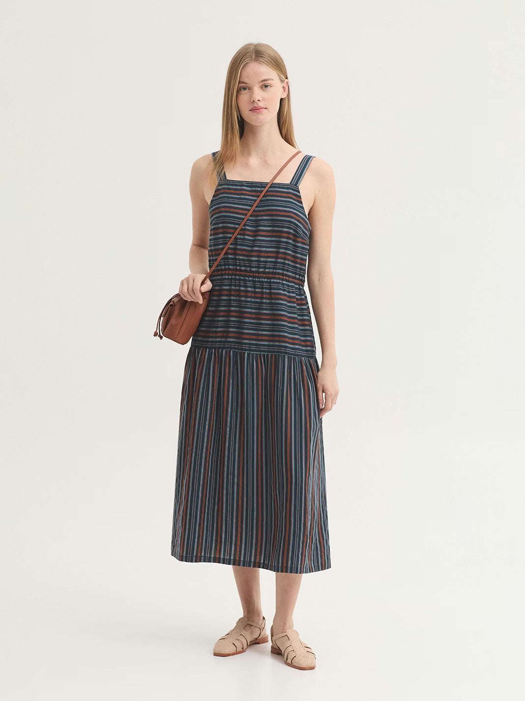 Vestido de rayas Nice Things con textura jacquard