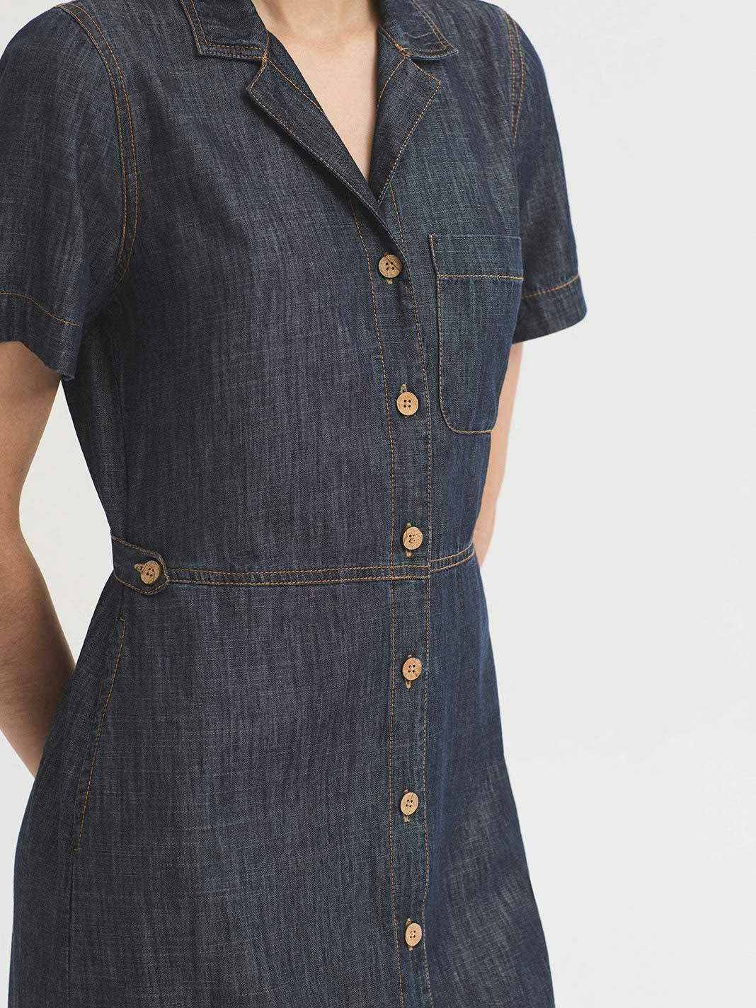 Vestido Nice Things denim Tencel para mujer con línea camisera