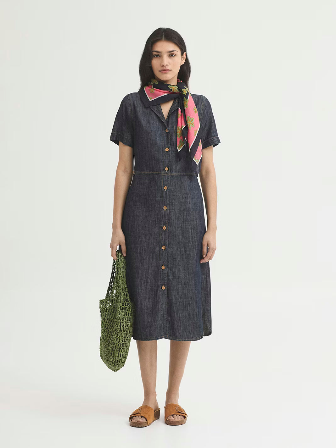 Vestido denim Nice Things de Tencel en tejano oscuro