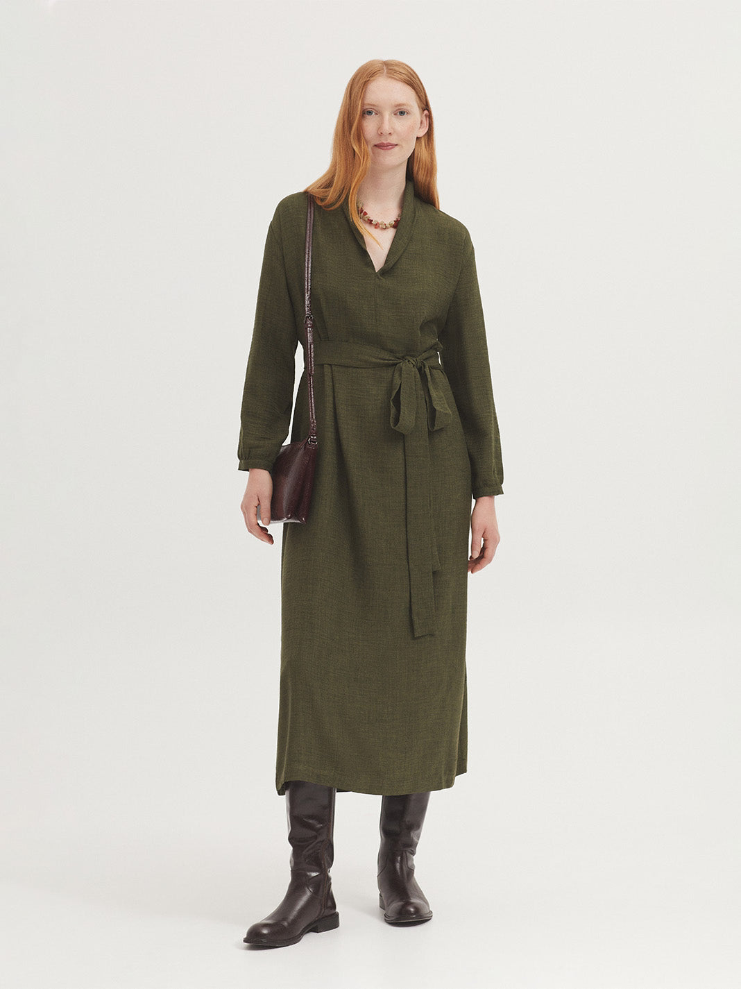 Vestido midi manga larga