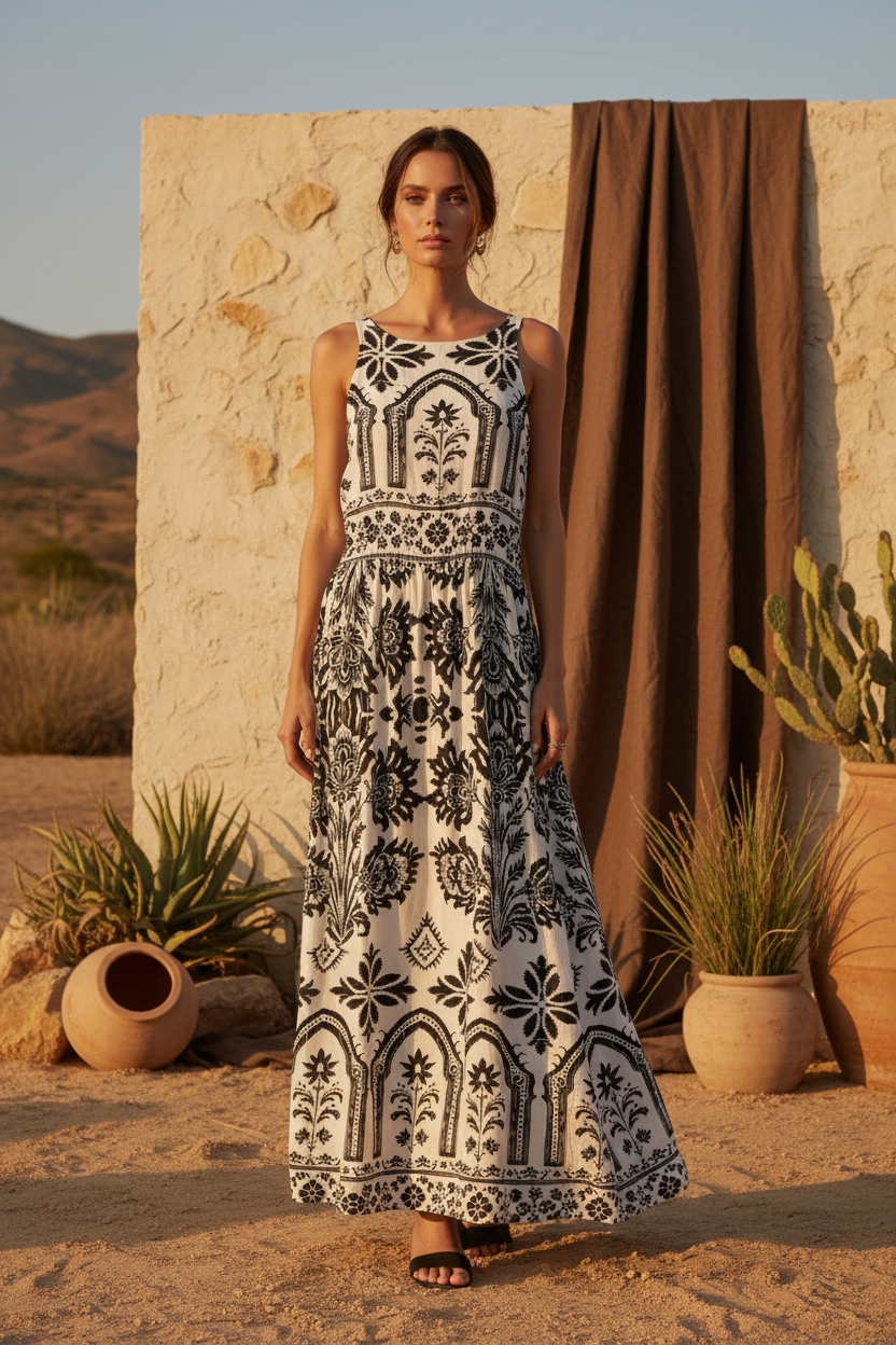 Vestido off white de línea fluida