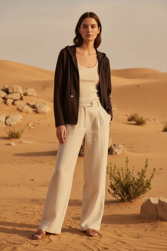 Chaqueta de punto con cremallera cacao