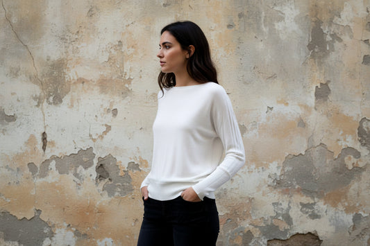 Jersey de punto fino con escote barco