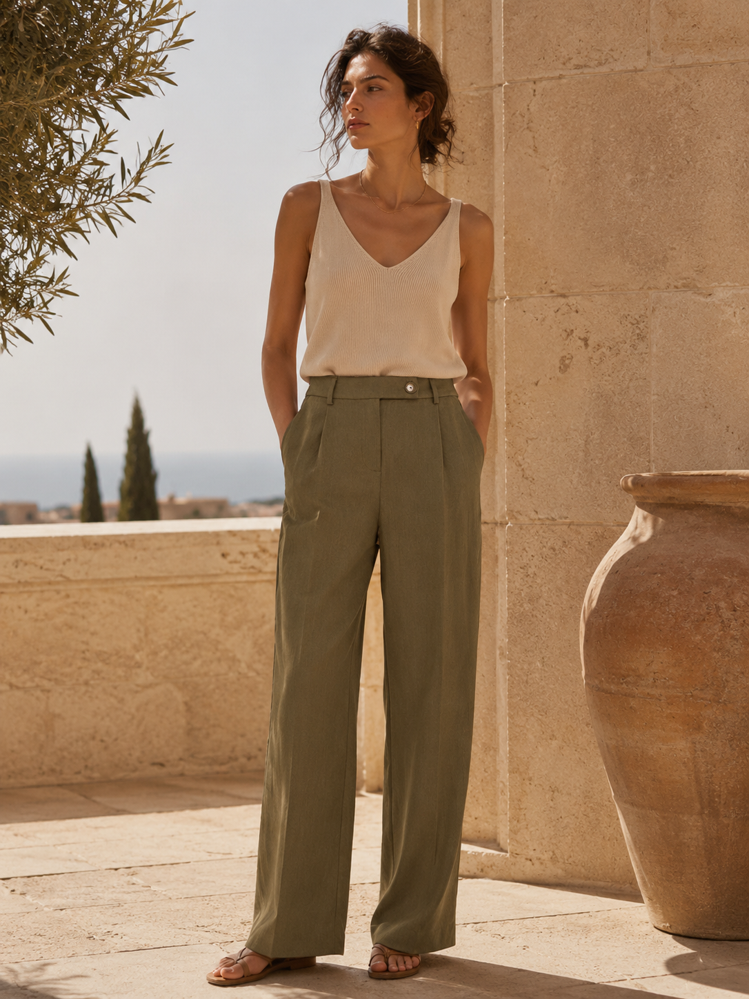 Pantalón de tiro medio — Omaya Mid Waisted Pant