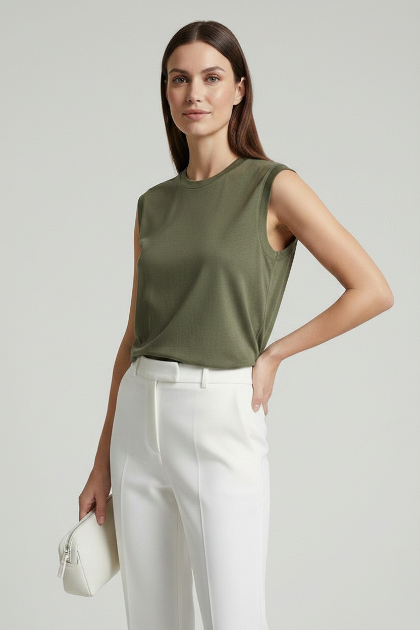 Camiseta Mark Up para mujer sin mangas con hombro estructurado