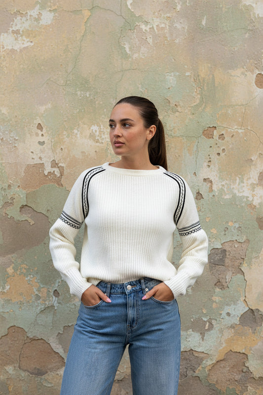 Jersey de punto con mangas abullonadas