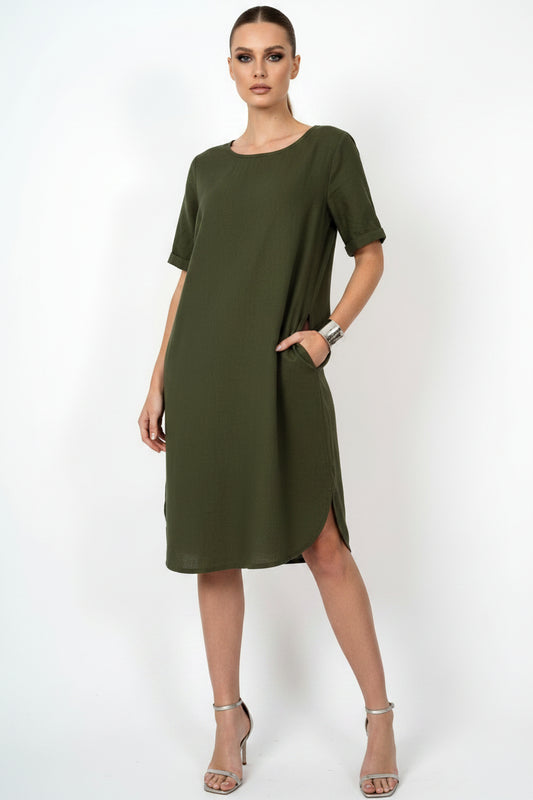 Vestido midi Marinello de manga corta con abertura lateral