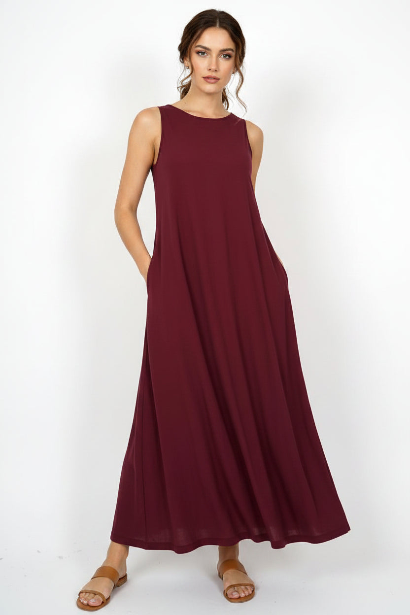 Vestido largo fluido Marinello sin mangas para mujer