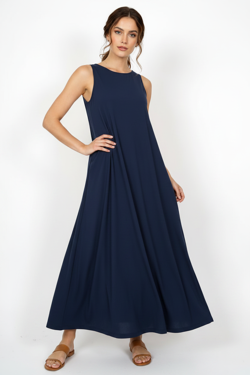 Vestido Marinello largo sin mangas con silueta fluida
