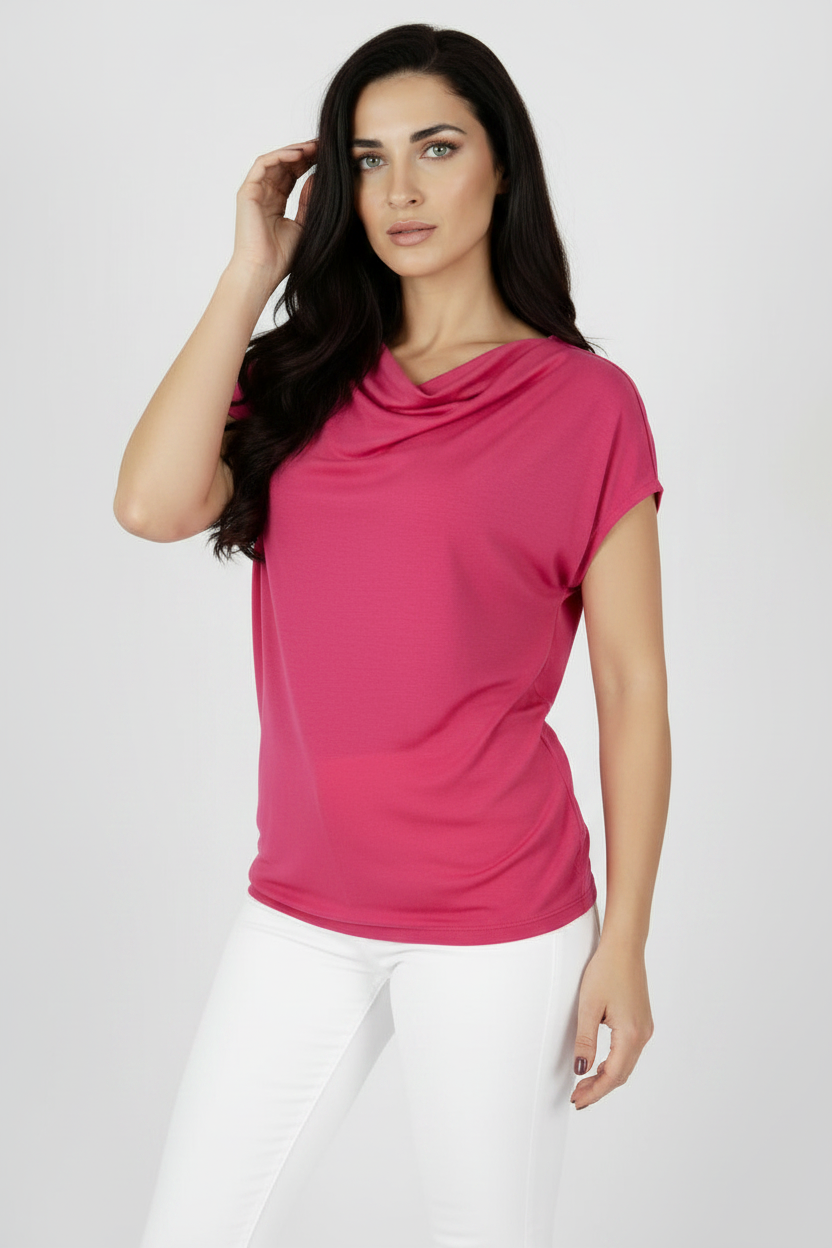 Camiseta de manga corta Marinello con cuello drapeado