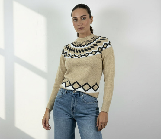 Jersey rombos lurex cuello redondo