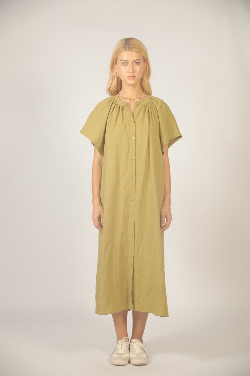 Vista de vestido fluido See U Soon en caqui