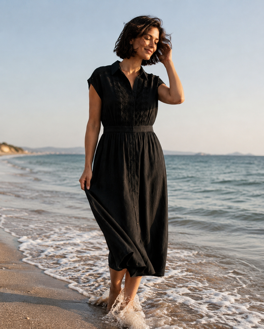Vestit negre fluid midi