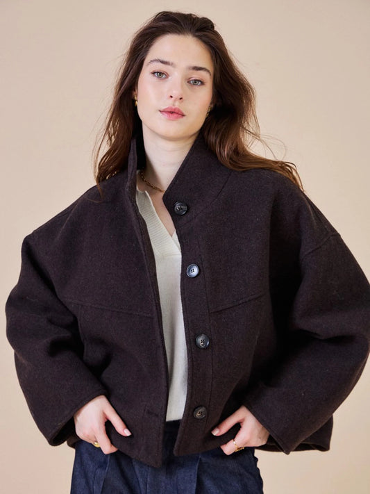 Chaqueta corta mezcla de lana See U Soon — vista frontal