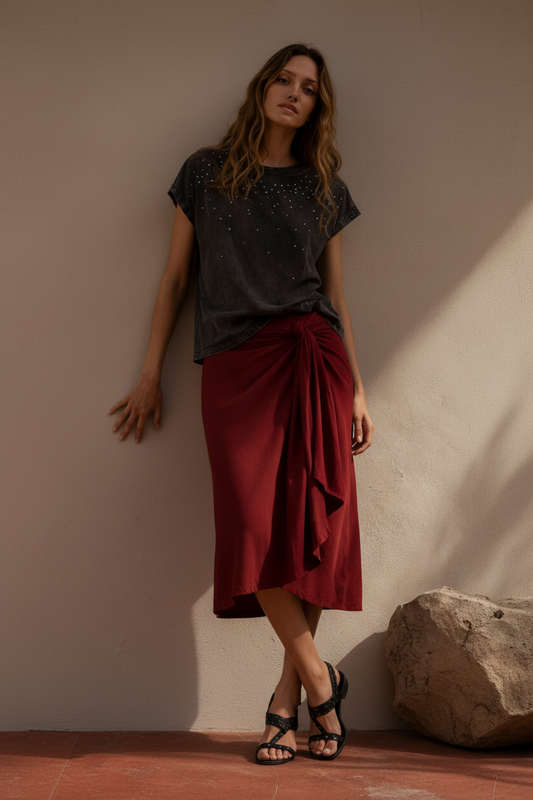 Camiseta de algodón con tachas