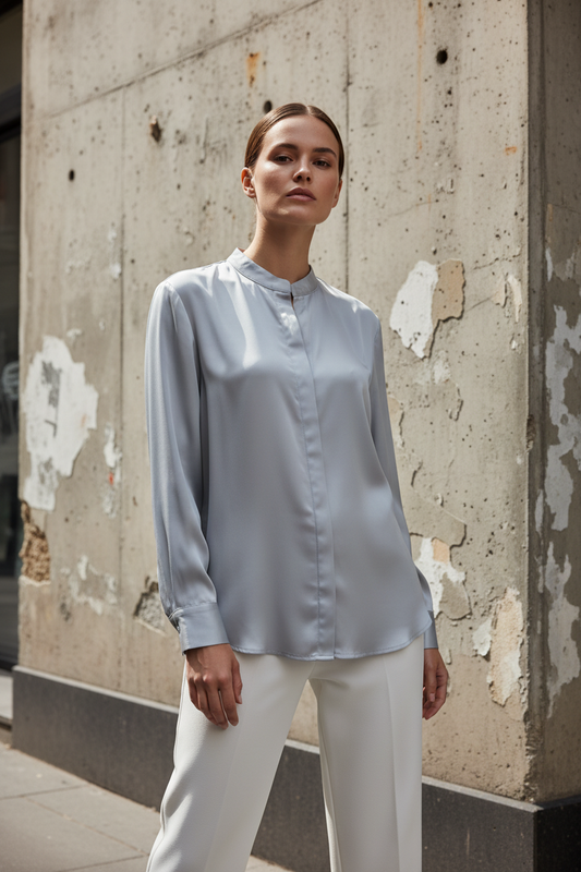 Camisa satinada de viscosa